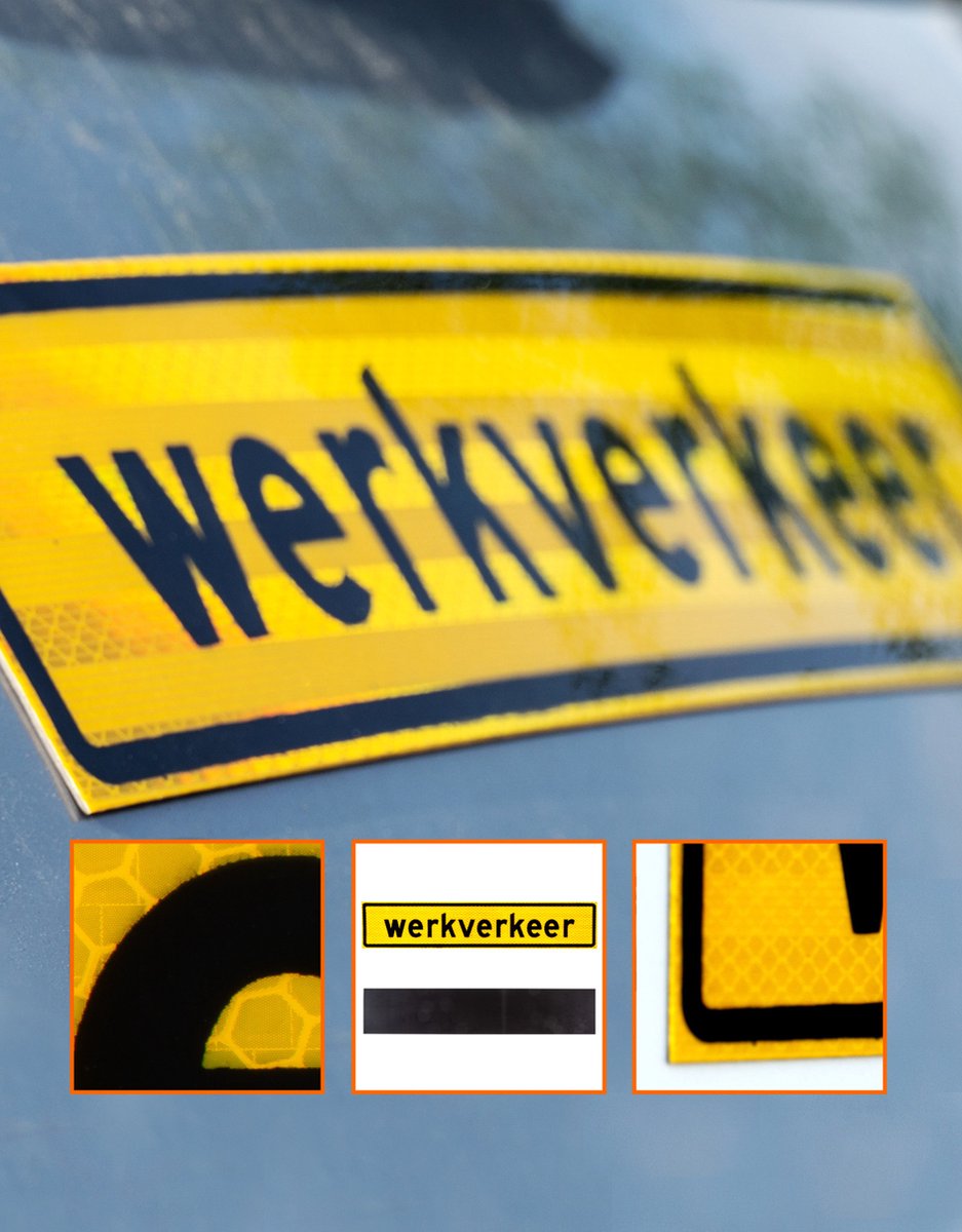 Verkeersregelaars Magneet Sticker 40cm x 8cm - GEEL - Klasse 3 Folie