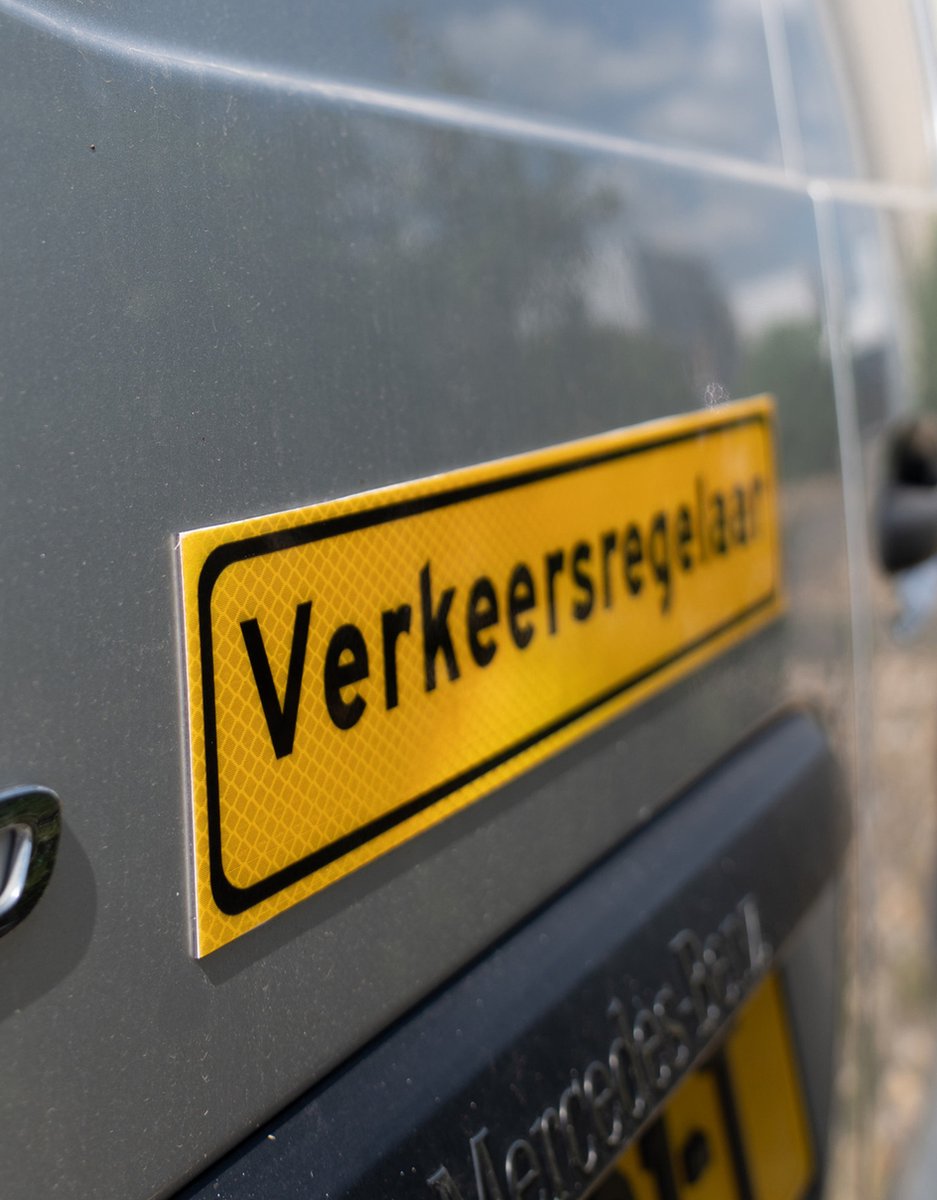 Werkverkeer Magneet Sticker 40cm x 8cm - GEEL - Klasse 3 Folie