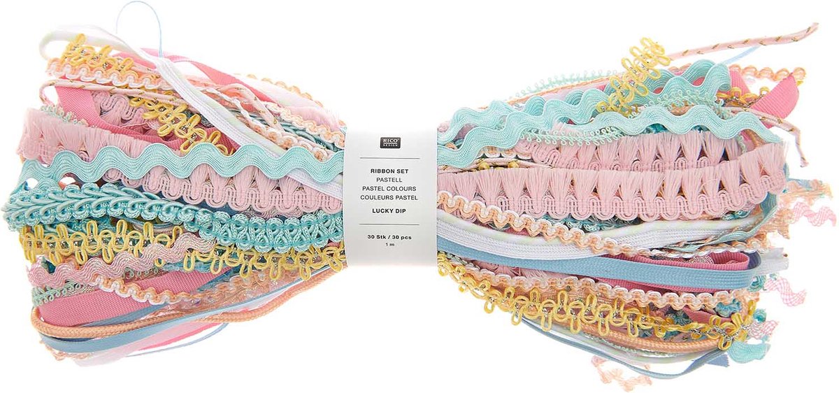 Lint set Lucky dip, pastelkleuren, 30 stuks van 1m