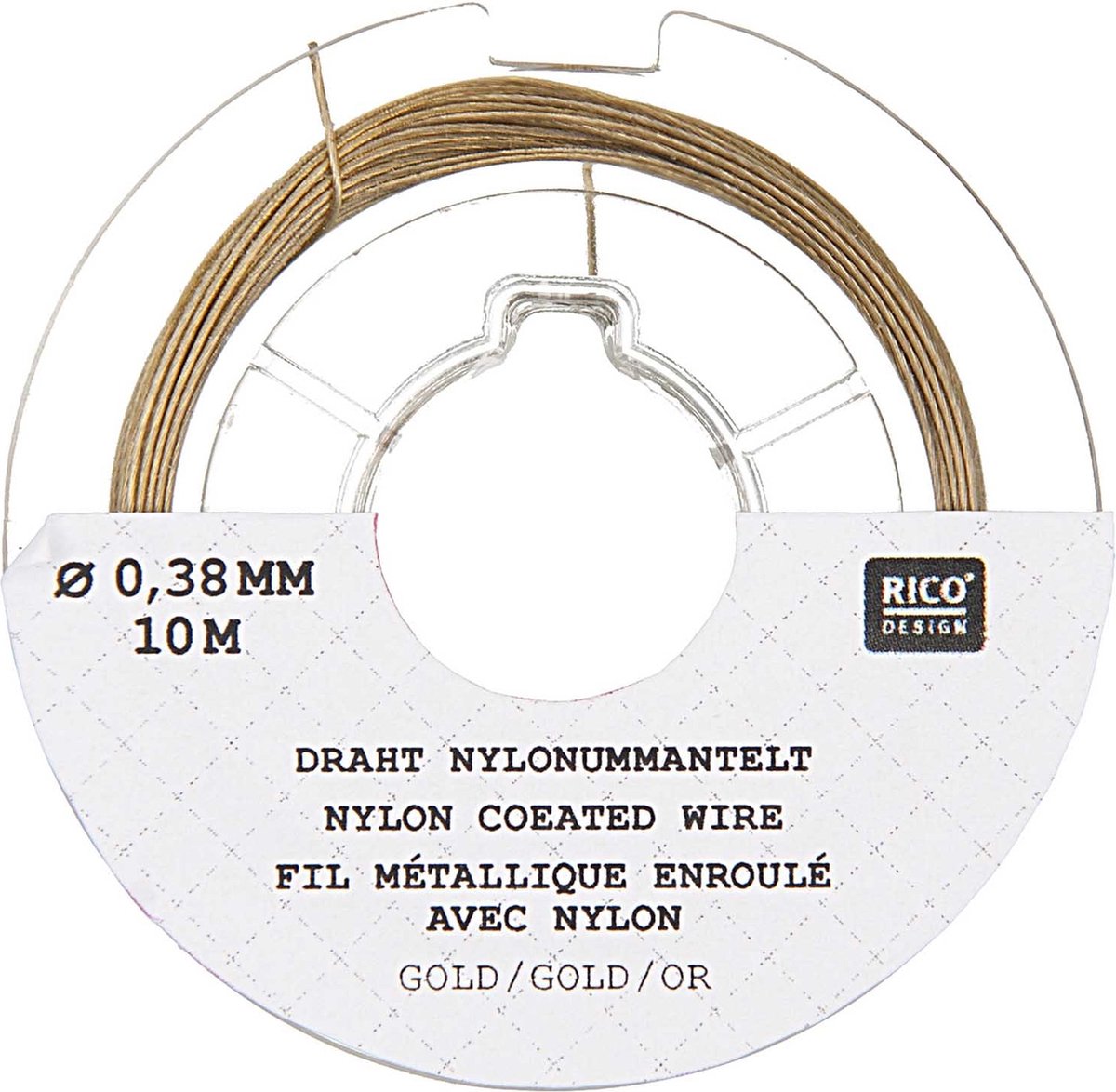 Made by Me draad nylon gecoat Goud Gold 0,38 mm 10m