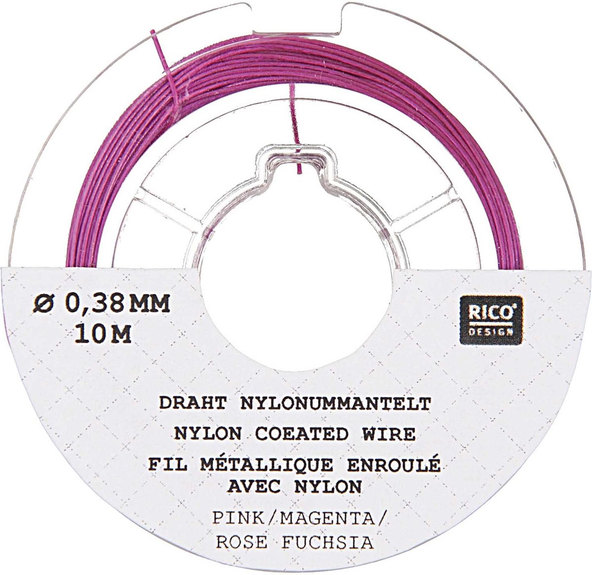 Made by Me draad nylon gecoat magenta roze fuchsia 0,38 mm 10m