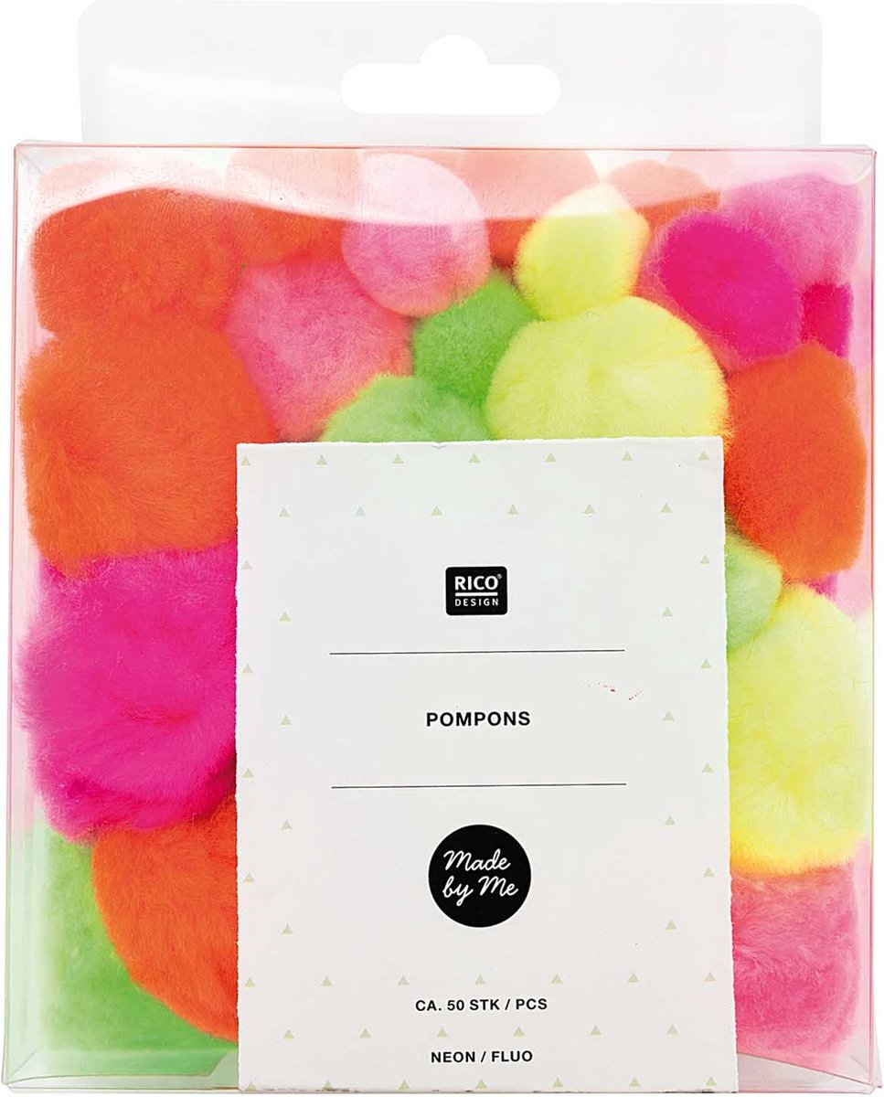 Made by Me pompons ca. 50 stuks neon mix