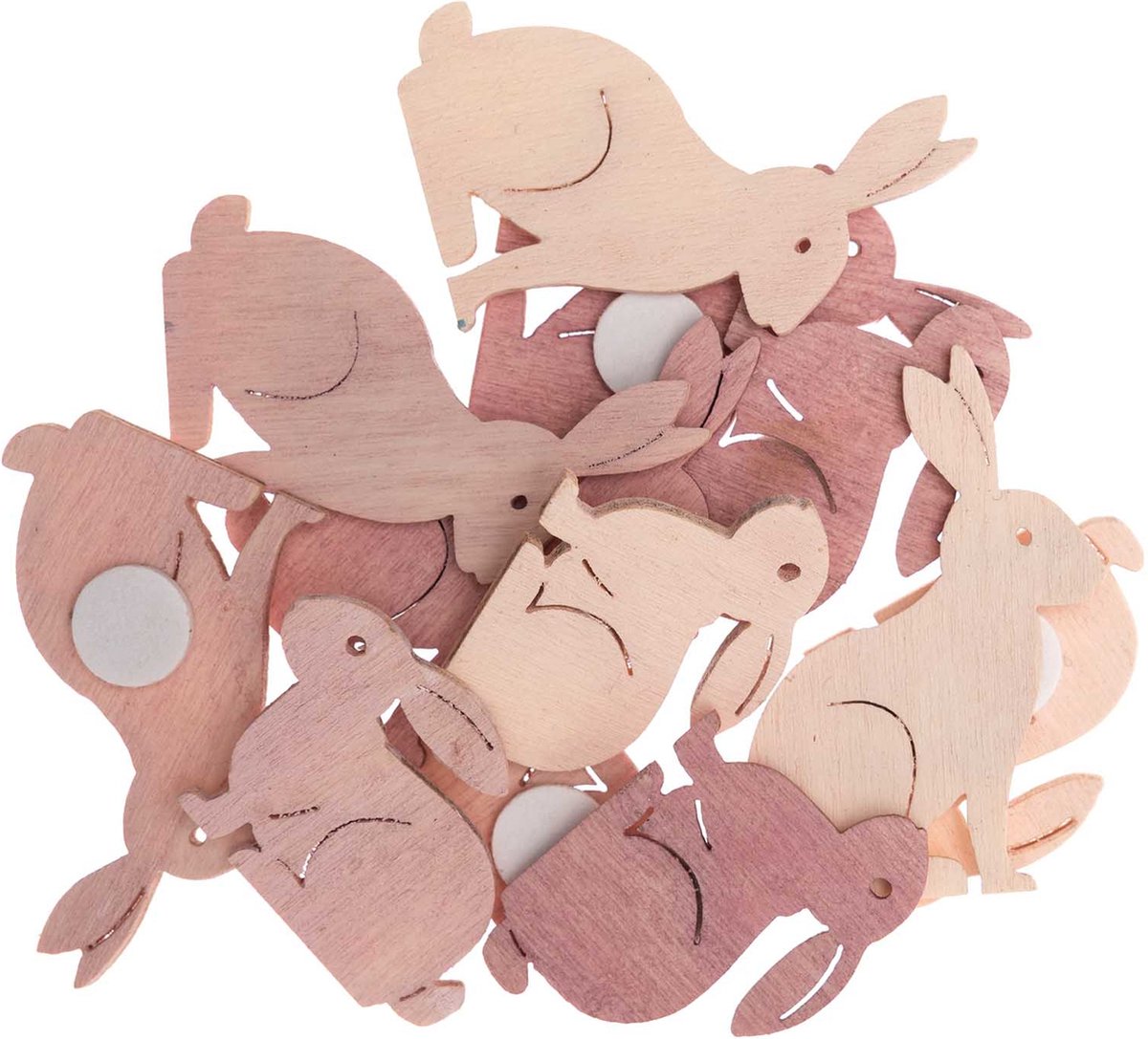Ohhh! Lovely! houten sticker konijn klein roze 12 stuks.