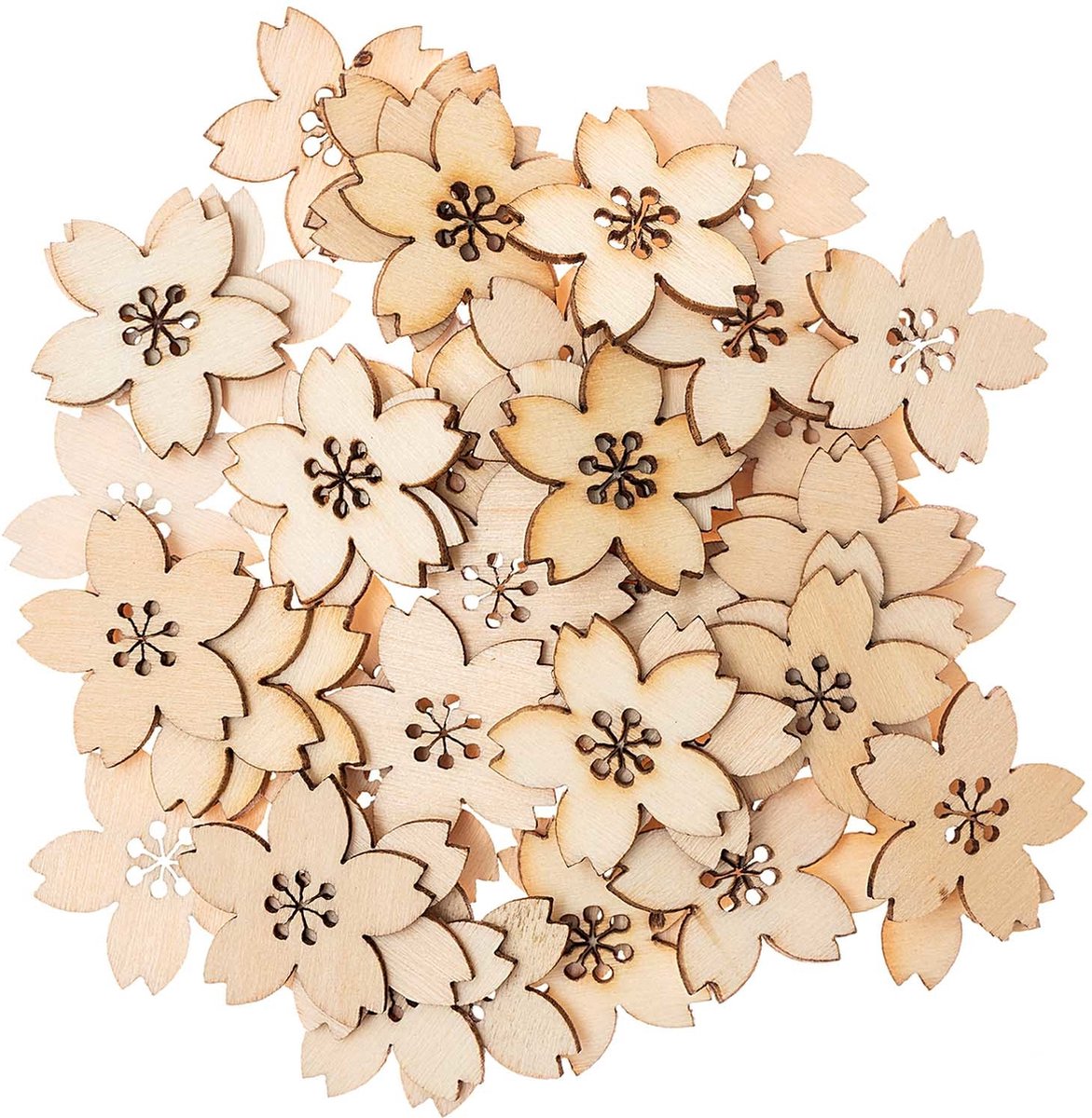 Ohhh! Lovely! houten strooigoed Kersenbloesem naturel 48 stuks.