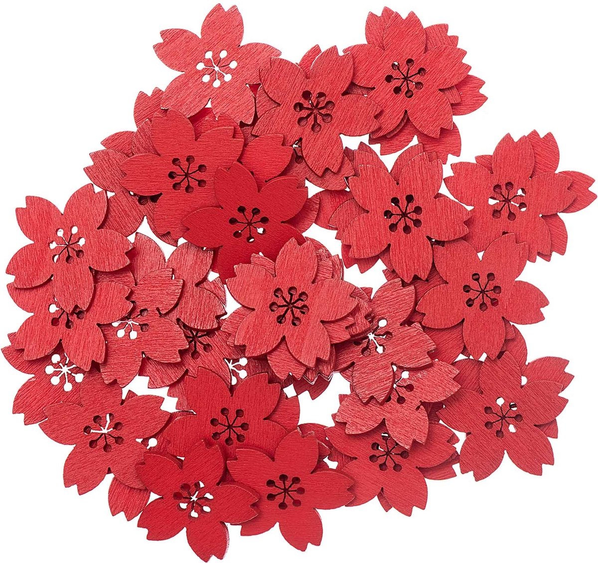 Ohhh! Lovely! houten strooigoed Kersenbloesem rood 48 stuks.