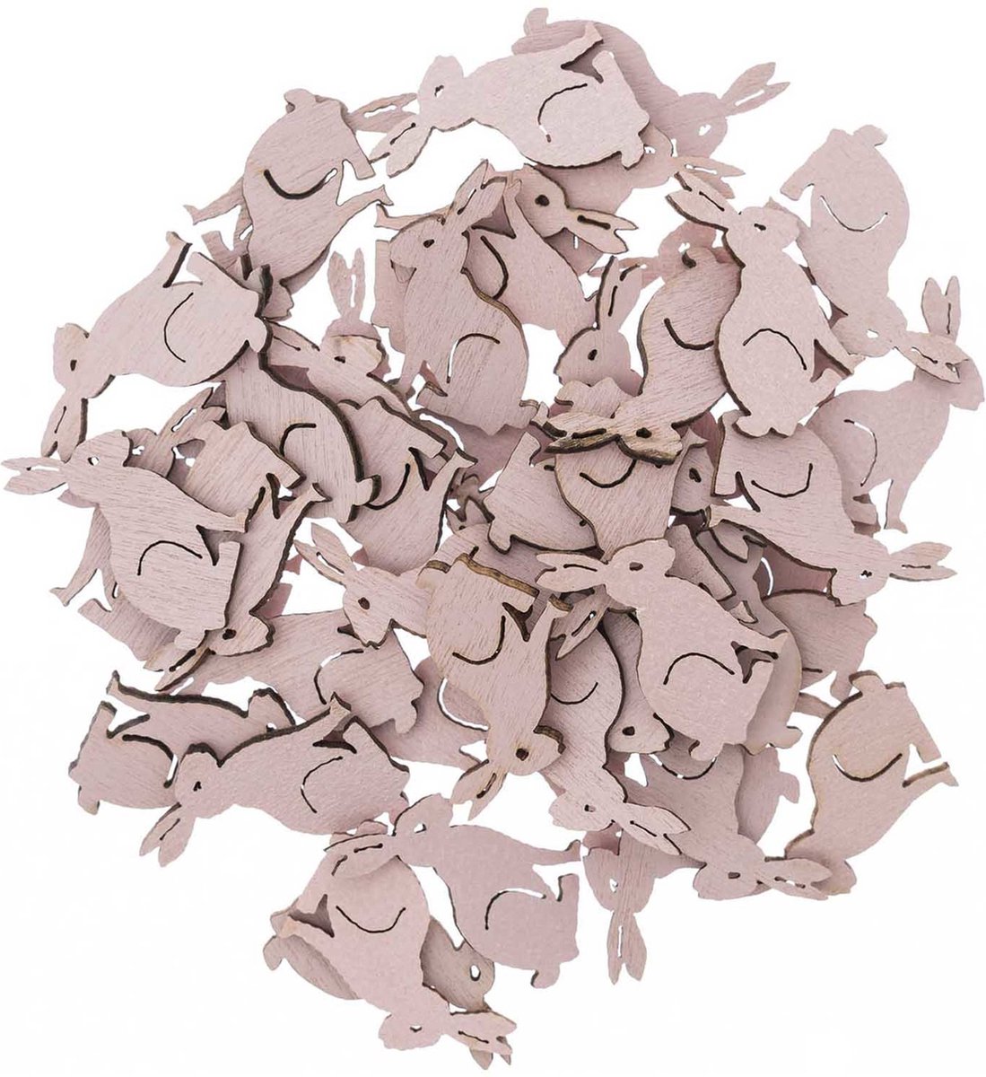 Ohhh! Lovely! houten strooigoed konijn klein roze 48 stuks.