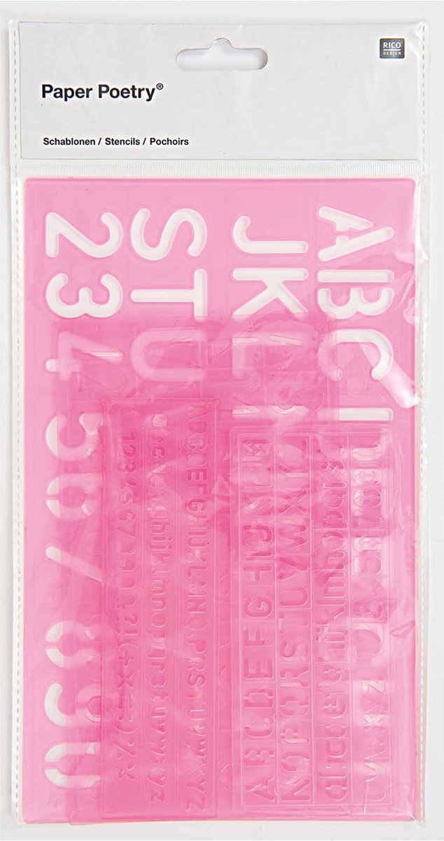 PAPER POETRY SJABLOON SET LETTERS EN CIJFERS 4 STUKS