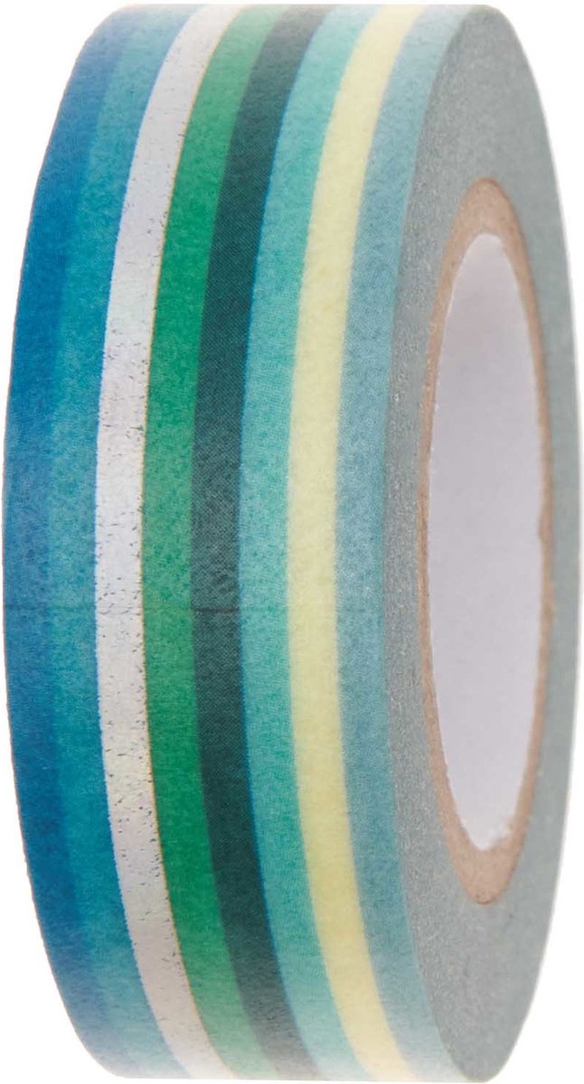 PAPER POETRY TAPE STREPEN GROEN/IRRISEREND 1,5CM 10M