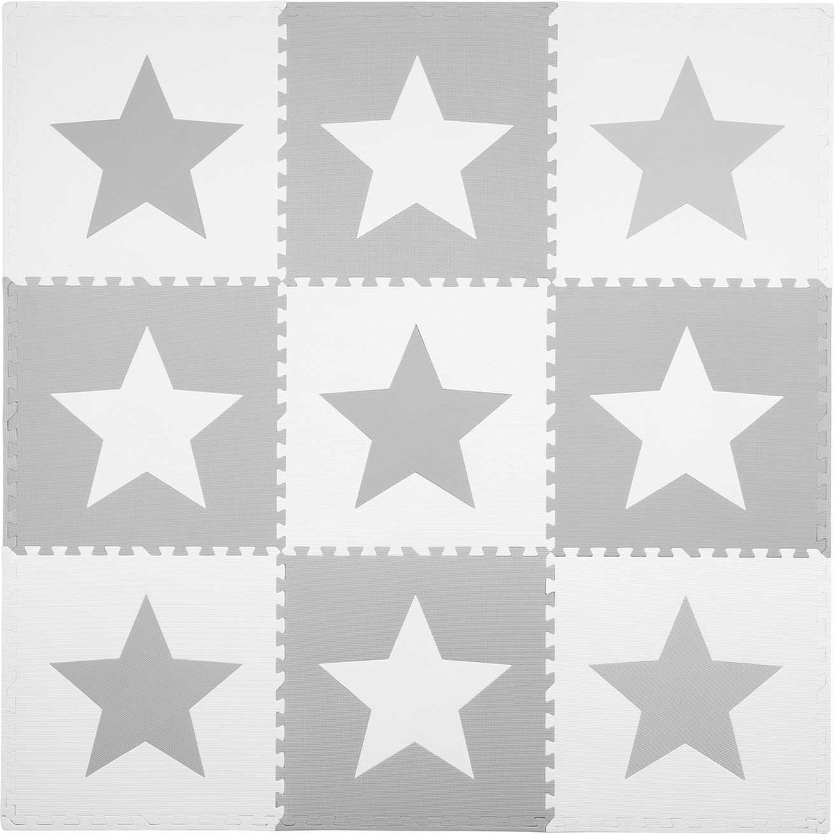 Speelmat Foam Puzzelmat Grijs & Wit - 180x180 cm - Sterren