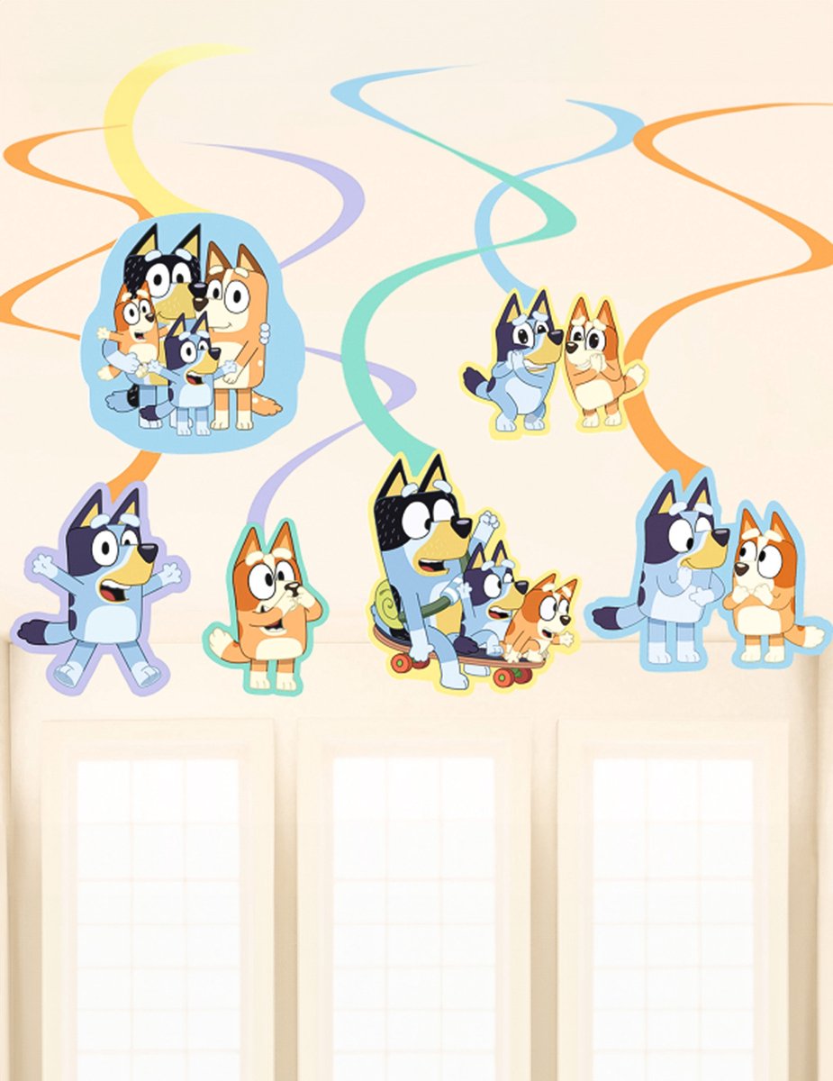 AMSCAN - 6 Bluey spiraalvormige hangdecoratie