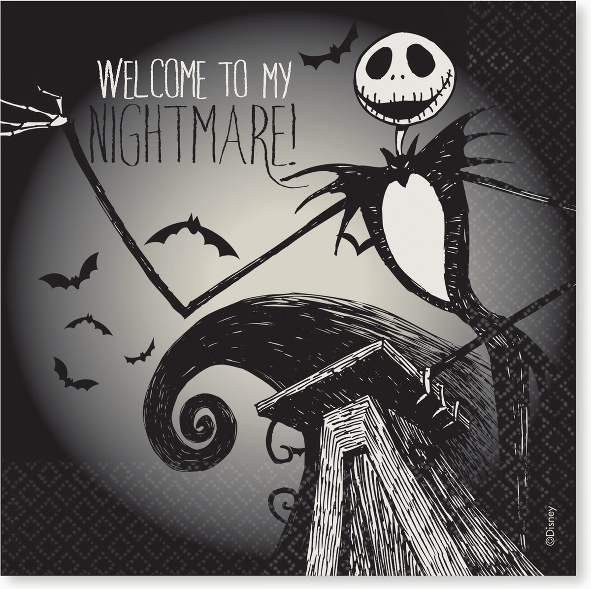 RIETHMULLER - 16servetten Nightmare Before Christmas 33 x 33 cm