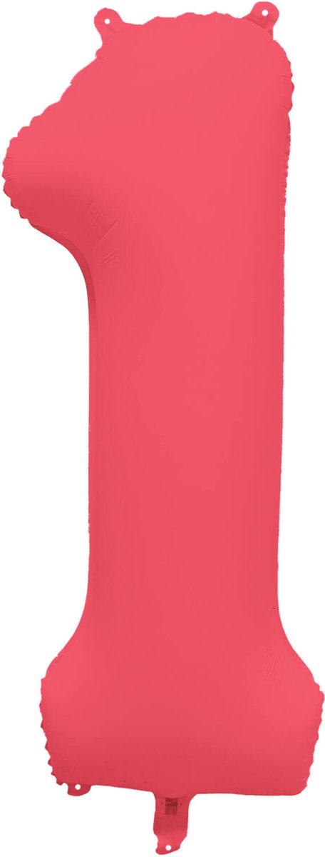 Riethmüller - Folieballon cijfer 1 - neon rood - 86 cm