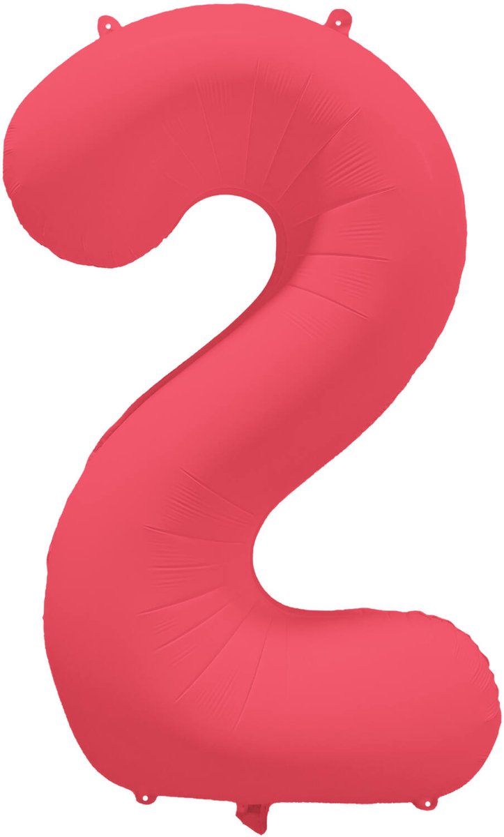 Riethmüller - Folieballon cijfer 2 - neon rood - 86 cm