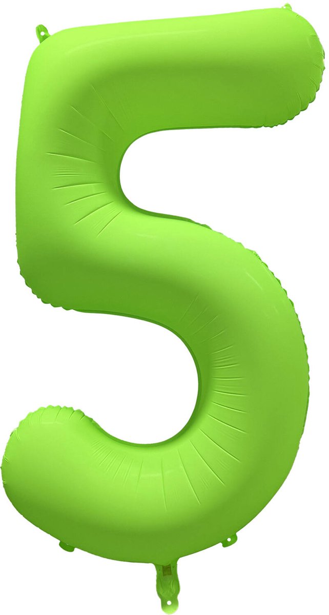 Riethmüller - Folieballon cijfer 5 - neon groen - 86 cm