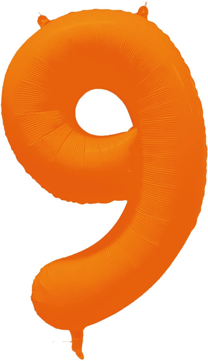 Riethmüller - Folieballon cijfer 9 - neon oranje - 86 cm