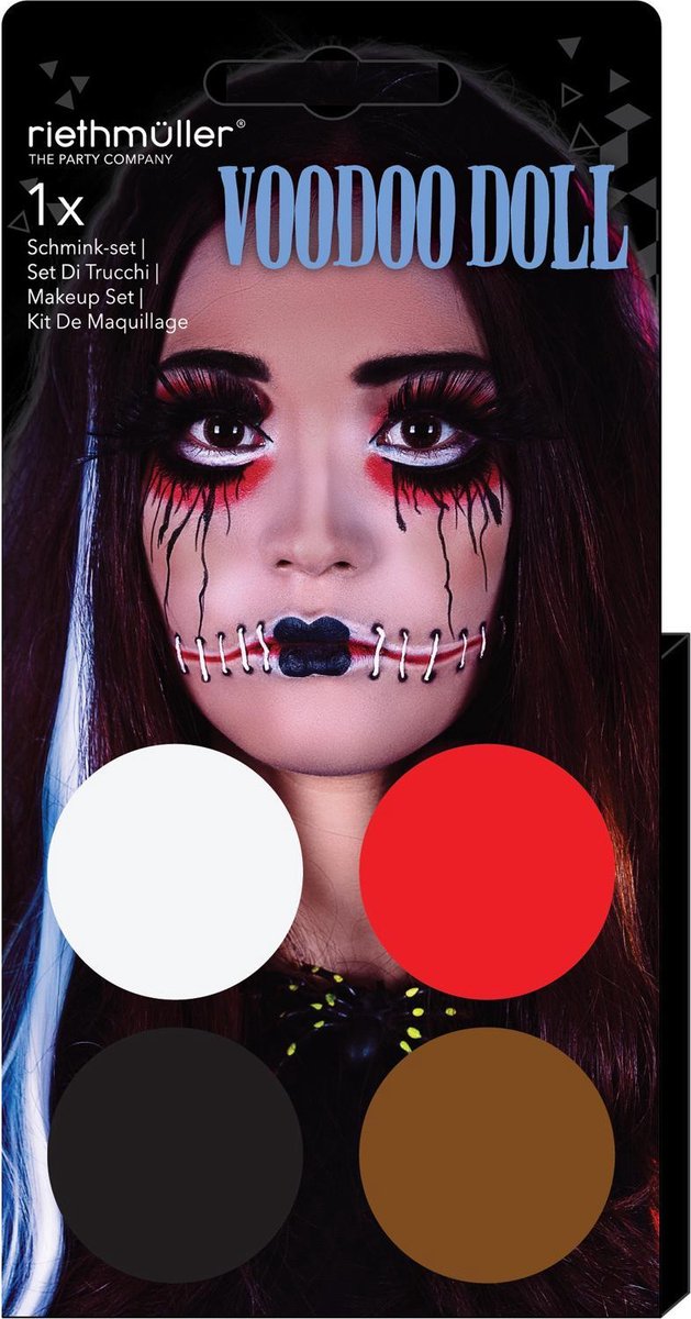 Riethmüller Schminkset Voodoo Doll Zwart/rood/bruin 5-delig