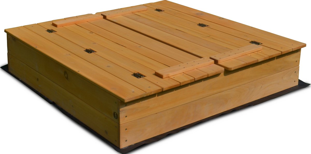 Rijoka Houten Zandbak - Inklapbaar - 2 Banken - Inclusief Grondzeil - 127x123x23cm