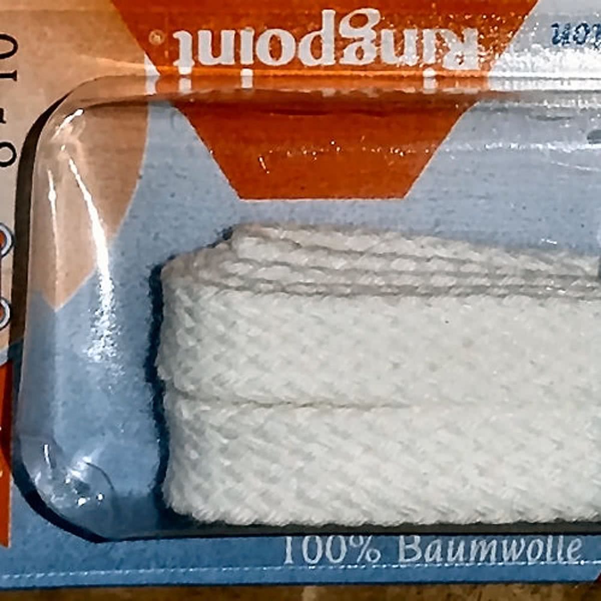 8 mm x 75 cm Plat wit - Schoenveter Medium Flat 100% katoen