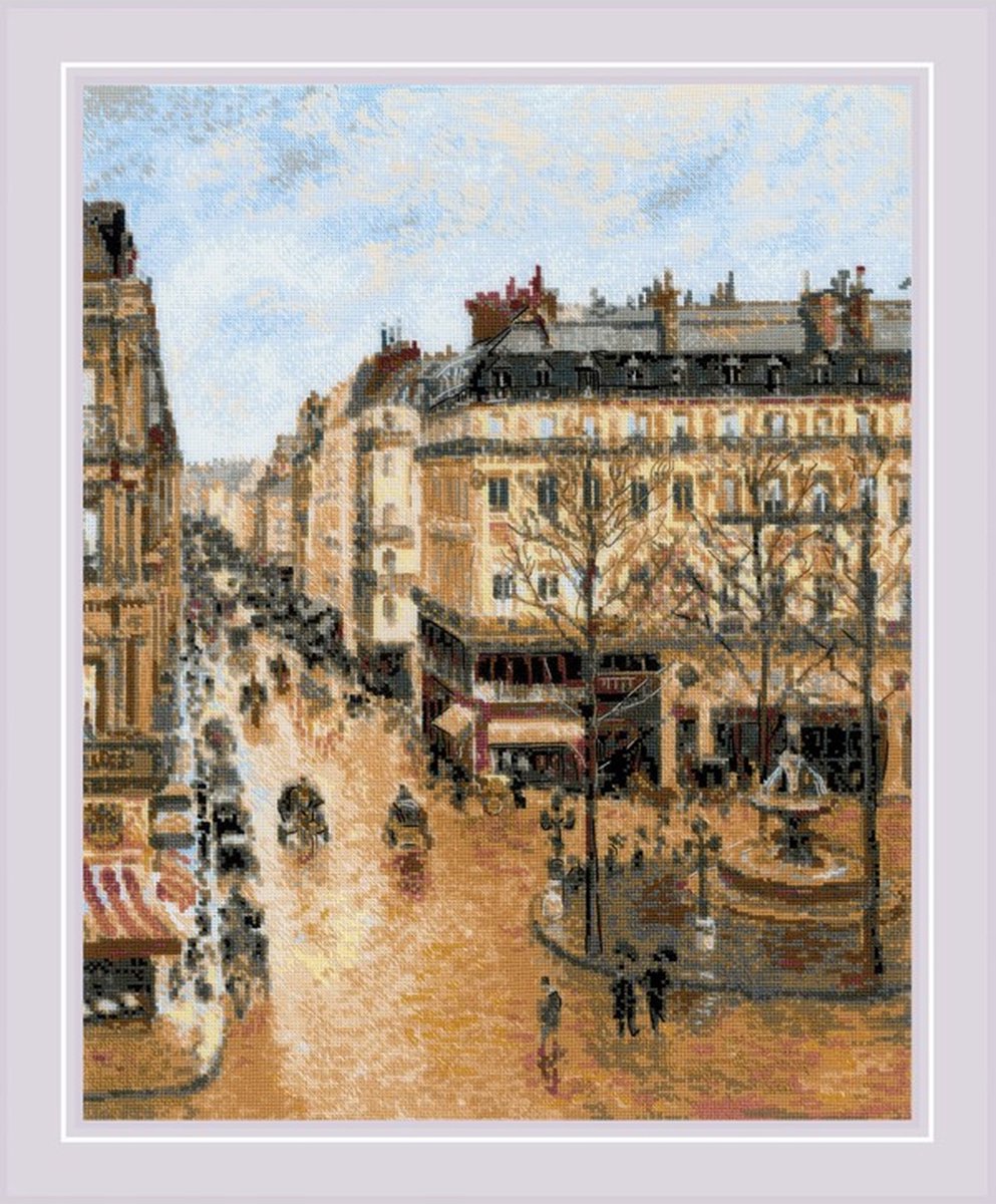 Riolis Borduurpakket Saint-Honoré-straat naar het schilderij van C. Pissarro