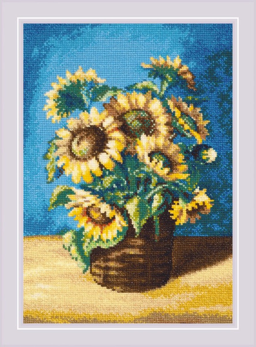Riolis Borduurpakket Zonnebloemen in een mand naar het schilderij van N. Antonova