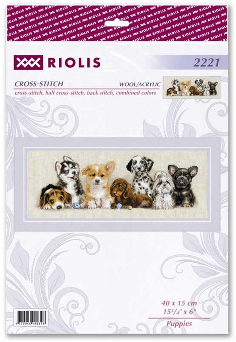 Riolis borduurpakket puppies parade 2221 telpatroon