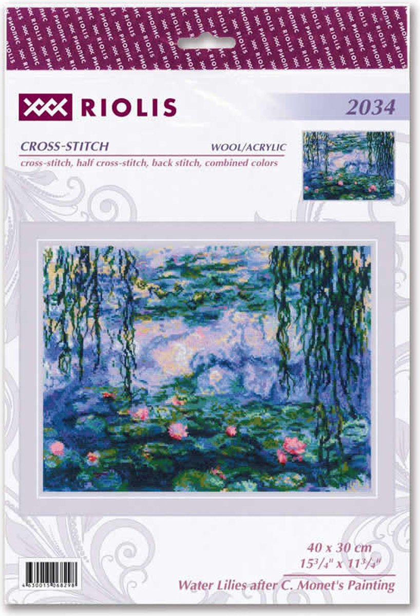 Water Lilies after C. monets painting - Aida telpakket - Riolis