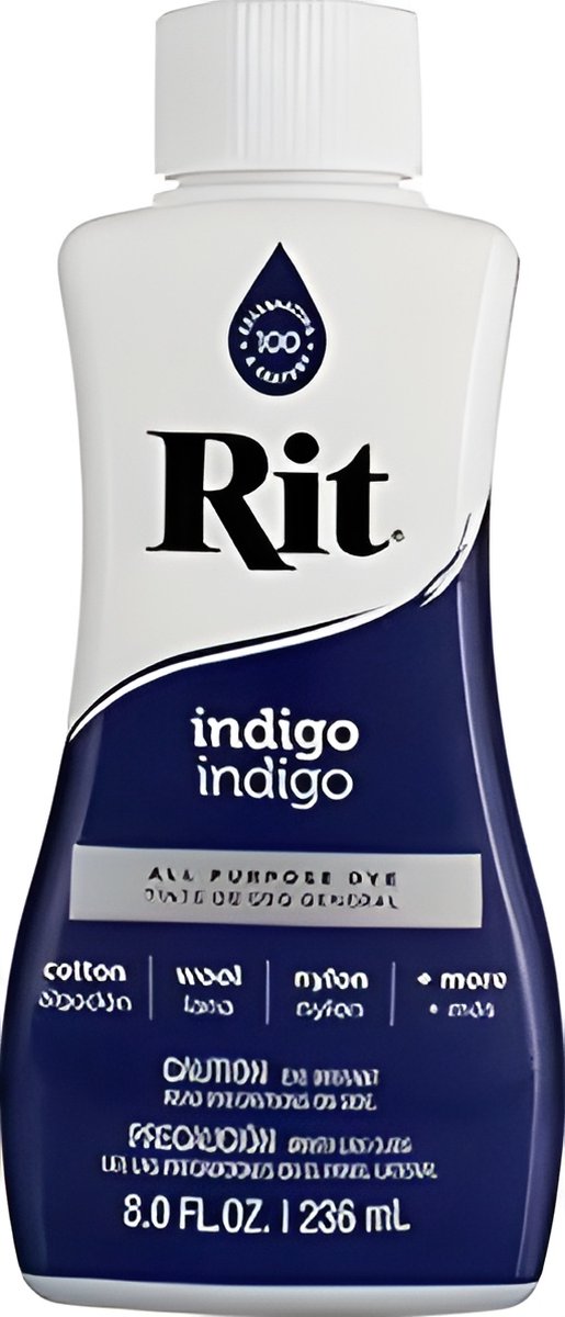 Rit textielverf indigo - vloeibare universele kleurstof voor stoffen.