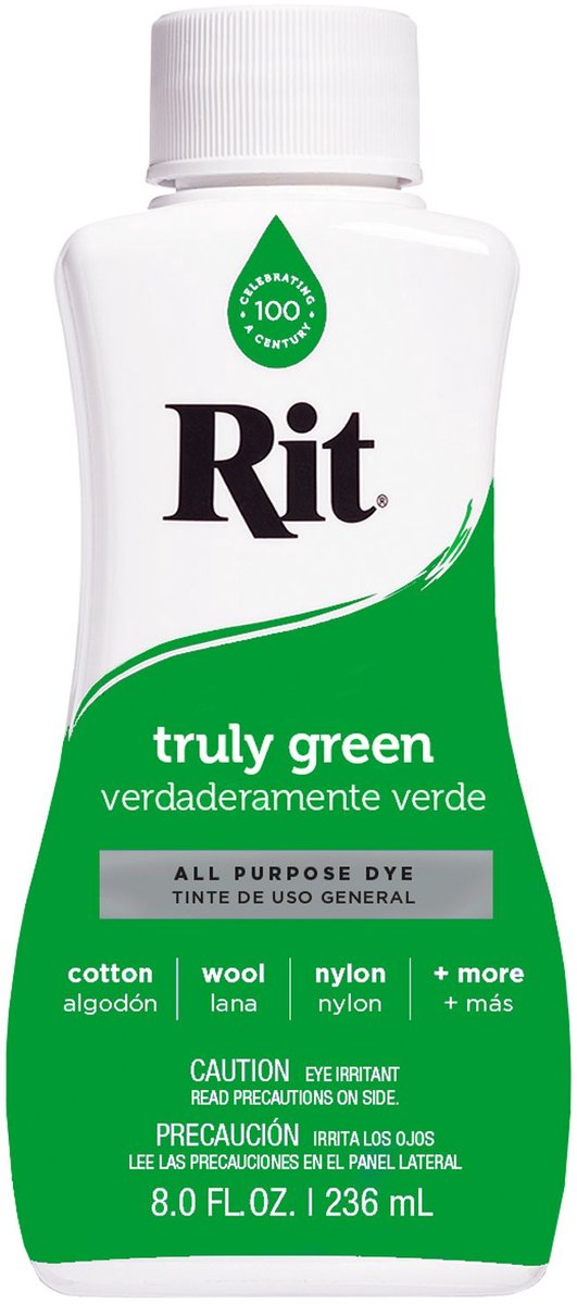 Rit textielverf vloeibaar Truly Green - universele kleurstof voor stoffen.