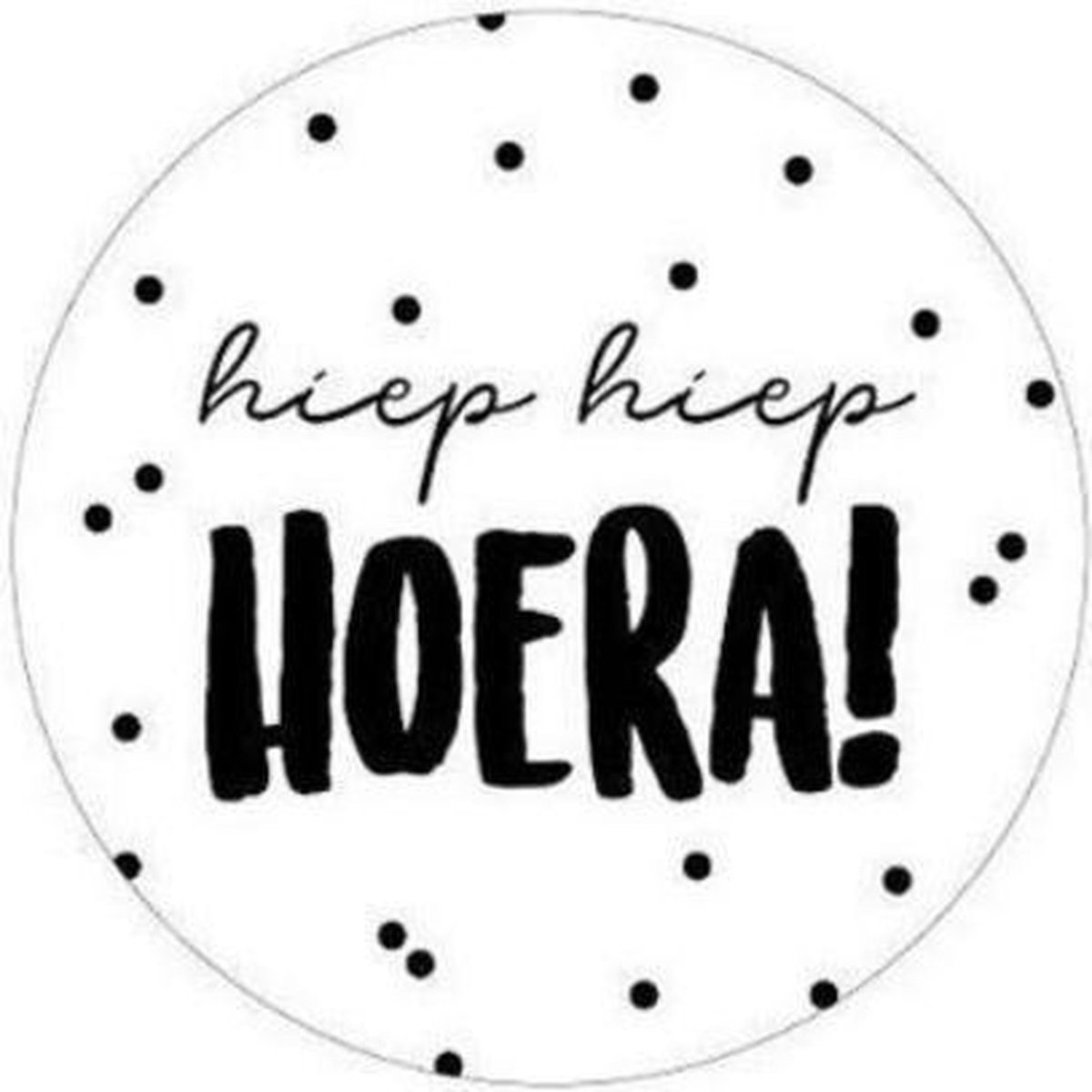 10x Sluitsticker Hiep Hiep Hoera - RONA DESIGN® - Sluitstickers - 40mm - Jarig - Hoera - Feest - Uitdelen - Sluitzegel - Traktatiesticker - Verjaardag - Wit/Zwart - Traktatie - 10 Stuks - Stickers - Cadeausticker - Wensetiket