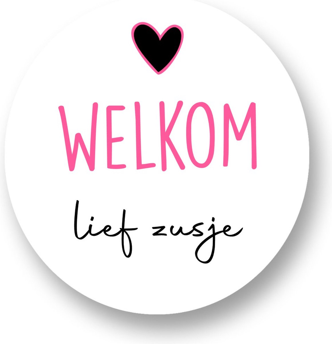 20x Sluitsticker Welkom lief Zusje - Roze - 40 mm - Geboorte Sticker - Sluitzegel - Sticker Geboortekaart Jongen - Baby nieuws - Trakteren Broer Zus Basisschool Kinderdagverblijf - Glossy - Sluitzegel - Wensetiket