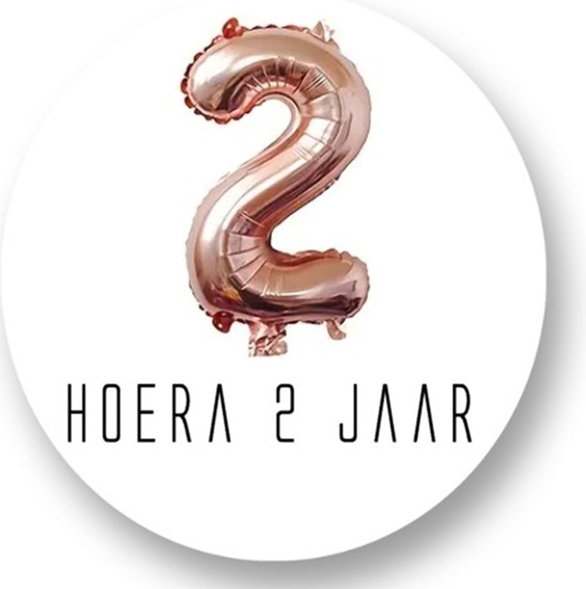 20x Traktatie stickers Folieballon 2 Jaar - Verjaardag stickers - Rose Gold - Folie Ballon - Sluitstickers - Kinderfeest Traktatie - Uitdelen - Uitdeeltraktatie - Wensetiket - Rond - 40mm - Glossy sticker