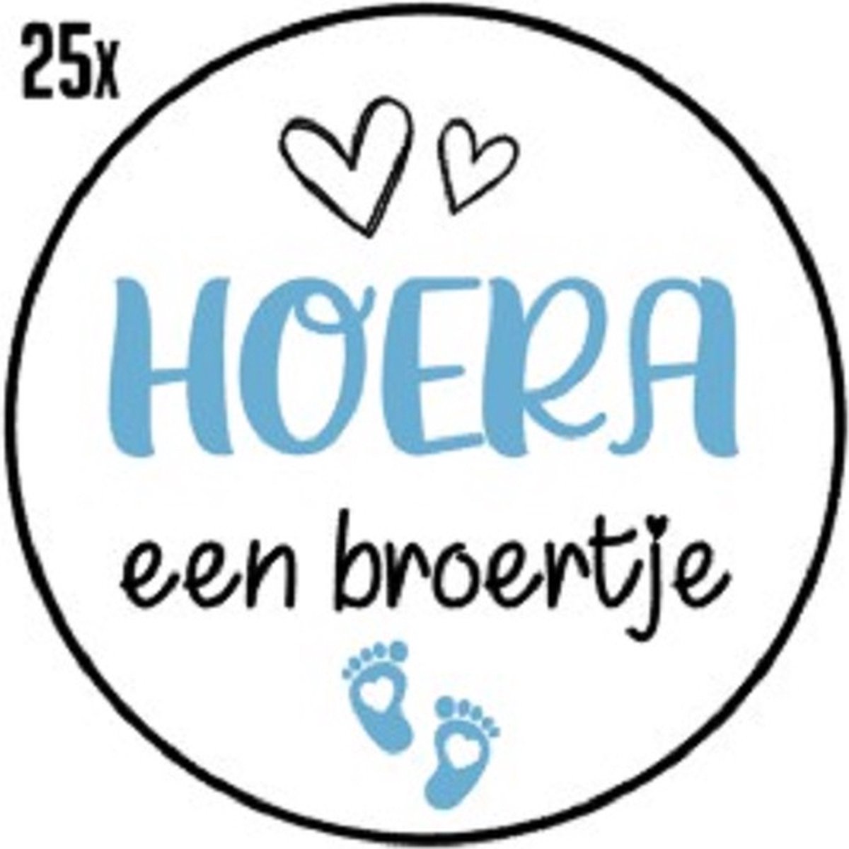 25x Sluitsticker Hoera Een Broertje - Blauw - 40 mm - Geboorte Sticker - Sluitzegel - Sticker Geboortekaart Jongen - Baby nieuws - Trakteren Broer Zus Basisschool Kinderdagverblijf - Glossy - Sluitzegel - Wensetiket