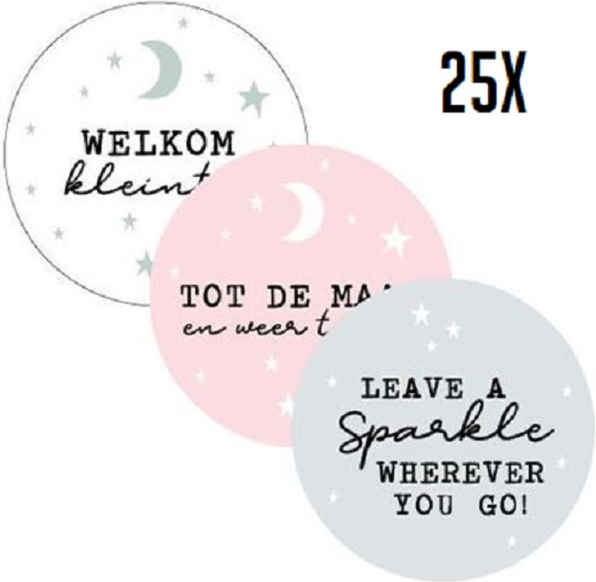 25x Sluitstickers Geboorte Assorti - RONA DESIGN® - Hoera Baby - Welkom Kleintje - Geboorte - Kado - Feest - Wensetiket - Sluitsticker - Sticker - Cadeau - Stickers