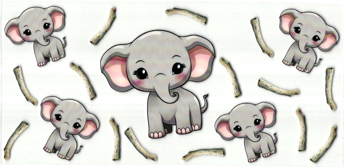Stickers - uv stickers - beker stickers - olifant - sticker - hobby