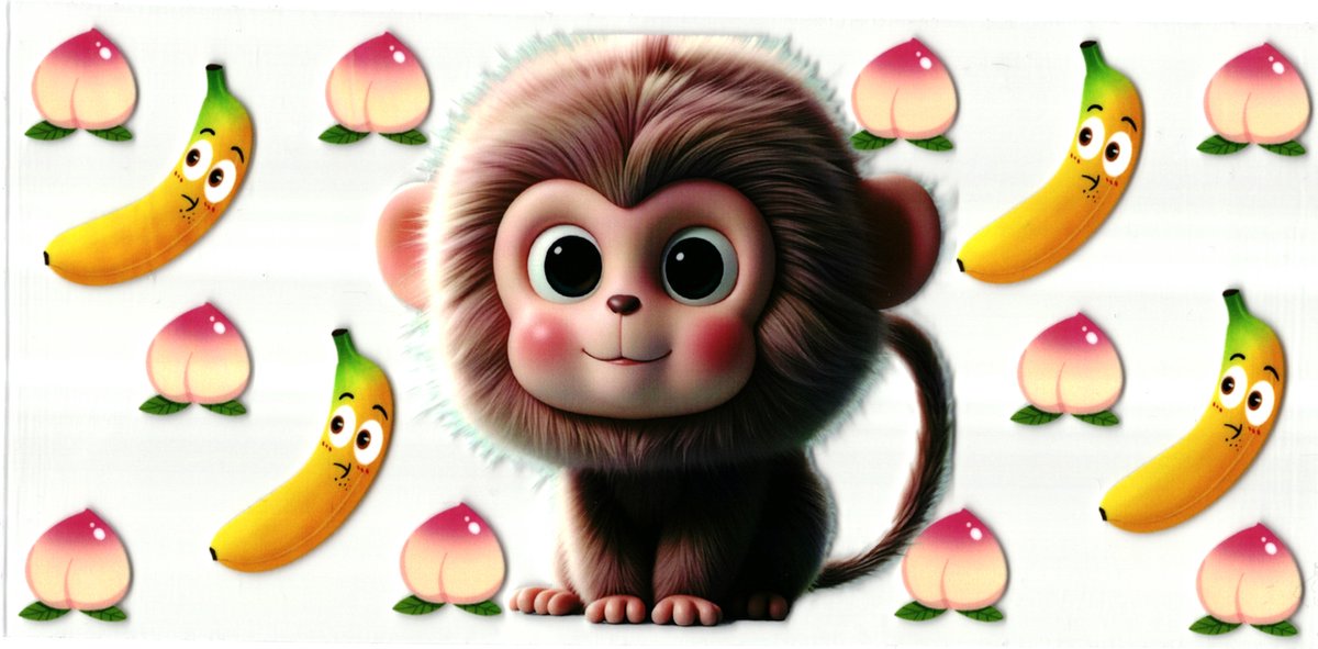 UV DTF cup sticker - stickers - beker - cup - koffie - drinkbeker - sticker - aap - banaan - aapje - bananen - uv sticker - hobby - stikker - zelfklevende sticker - leuk voor op drinkbeker - beplakken op alle objecten - leuk voor op je koffer