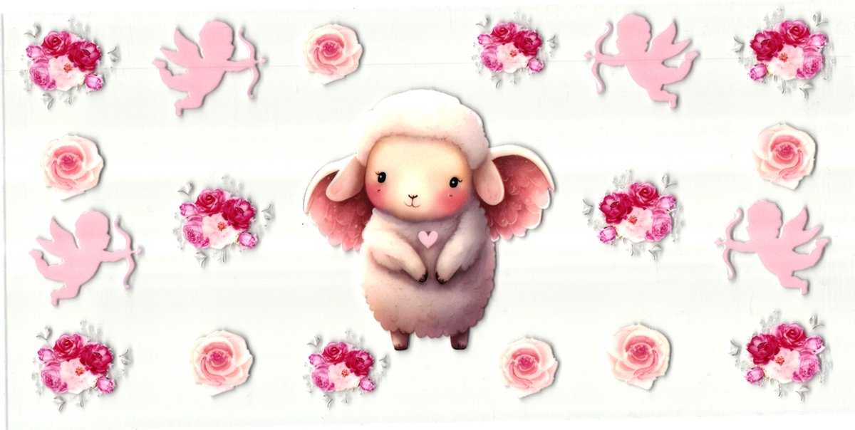 UV DTF cup sticker - stickers - beker - cup - koffie - drinkbeker - sticker - bloem - engeltje - engel - lammetje - uv sticker - hobby - stikker - zelfklevende sticker - leuk voor op drinkbeker - beplakken op alle objecten - leuk voor op je koffer