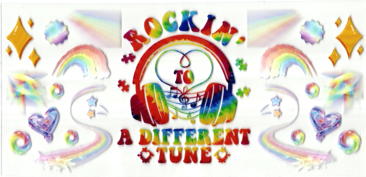 UV DTF cup sticker - stickers - beker - cup - koffie - drinkbeker - sticker - regenboog - hartjes - sterren - rainbow- uv sticker - hobby - stikker - zelfklevende sticker - leuk voor op drinkbeker - beplakken op alle objecten - leuk voor op je koffer