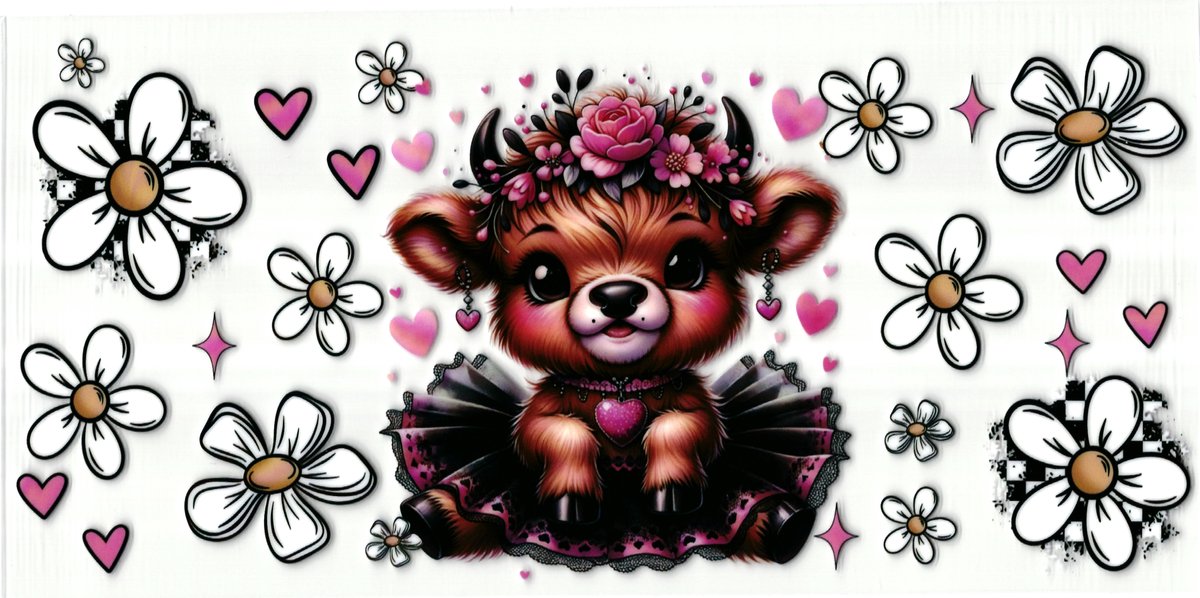 UV DTF cup wrap sticker - stickers - beker - cup - koffie - drinkbeker - sticker - bloemen - koe - hartjes - cow - uv sticker - hobby - stikker - zelfklevende sticker - leuk voor op drinkbeker - beplakken op alle objecten - leuk voor op je koffer