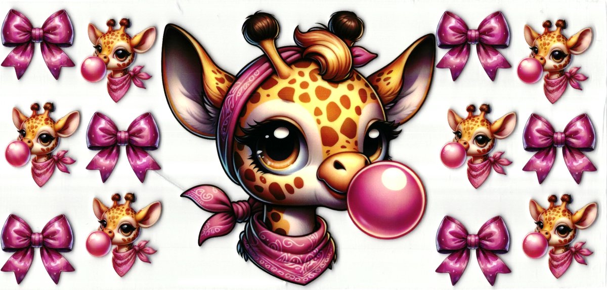 UV DTF cup wrap sticker - stickers - beker - cup - koffie - drinkbeker - sticker - giraffe - strikje - giraf - hartjes - uv sticker - hobby - stikker - zelfklevende sticker - leuk op drinkbeker - beplakken op alle objecten - leuk voor op je koffer