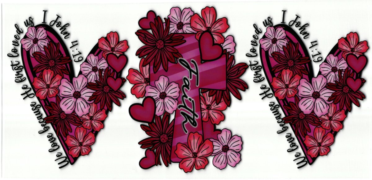 UV DTF cup wrap sticker - stickers - beker - cup - koffie - drinkbeker - sticker - hartje - faith - geloof - kruis - uv sticker - hobby - stikker - zelfklevende sticker - leuk voor op drinkbeker - beplakken op alle objecten - leuk voor op je koffer