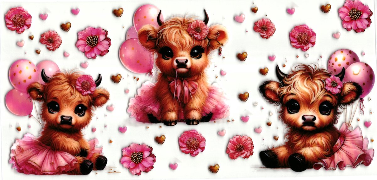 UV DTF cup wrap sticker - stickers - beker - cup - koffie - drinkbeker - sticker - koe - bloemen - cow - bloem - flower - uv sticker - hobby - stikker - zelfklevende sticker - leuk op drinkbeker - beplakken op alle objecten - leuk voor op je koffer