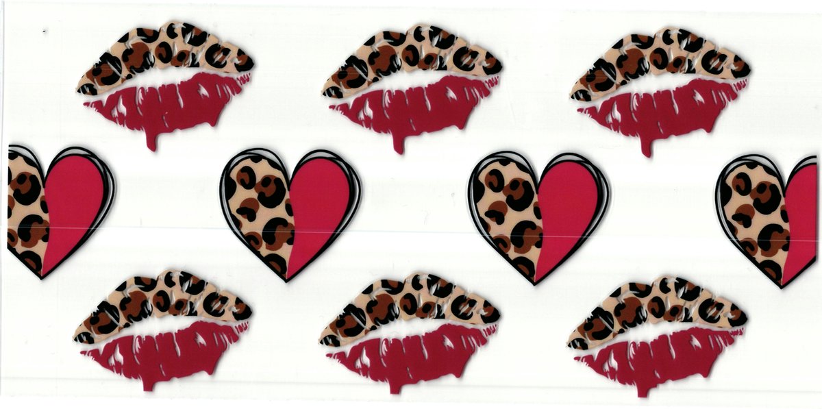 UV DTF cup wrap sticker - stickers - beker - cup - koffie - drinkbeker - sticker - lippen - hartjes - lip - hart - heart - uv sticker - hobby - stikker - zelfklevende sticker - leuk op drinkbeker - beplakken op alle objecten - leuk voor op je koffer