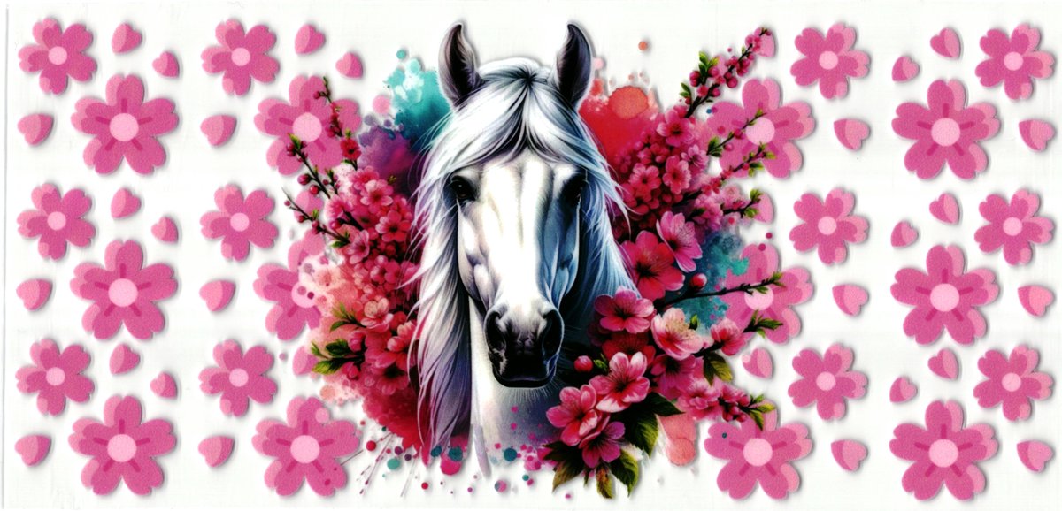 UV DTF cup wrap sticker - stickers - beker - cup - koffie - drinkbeker - sticker - paard - paarden - horse - bloemen - uv sticker - hobby - stikker - zelfklevende sticker - leuk voor op drinkbeker - beplakken op alle objecten - leuk voor op je koffer