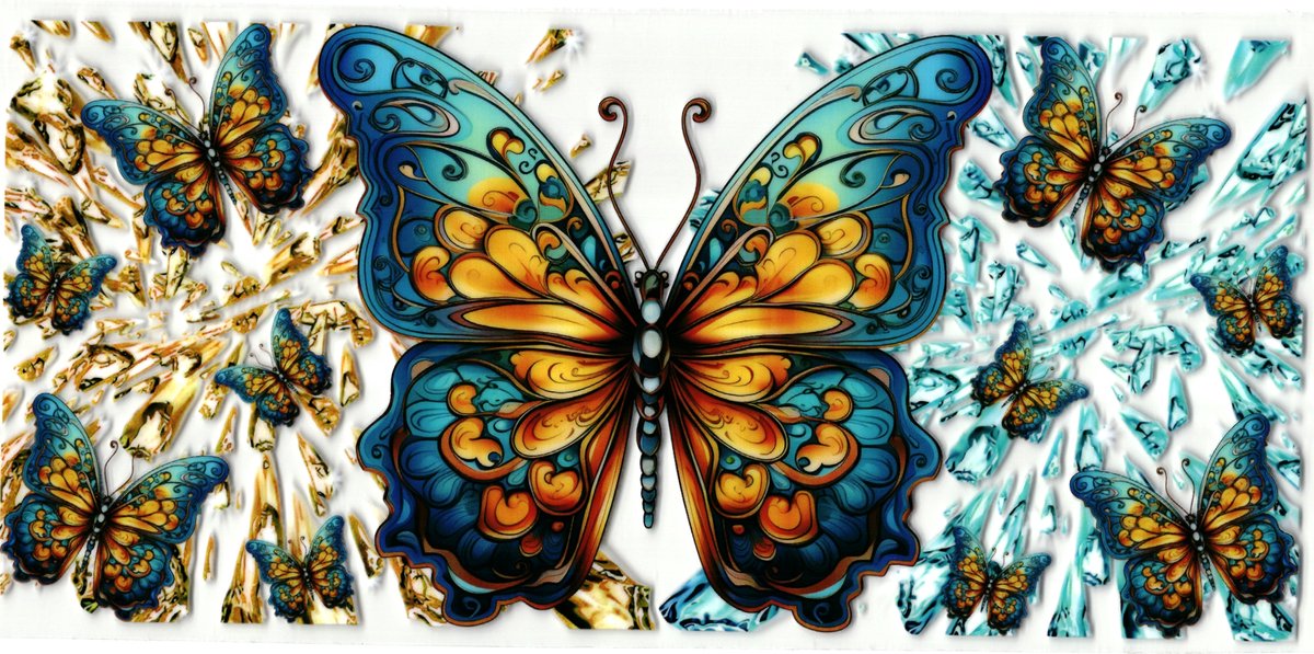 UV DTF cup wrap sticker - stickers - beker - cup - koffie - drinkbeker - sticker - vlinder - butterfly - bloemen - flower - uv sticker - hobby - stikker - zelfklevende sticker - leuk op drinkbeker - beplakken op alle objecten - leuk voor op je koffer