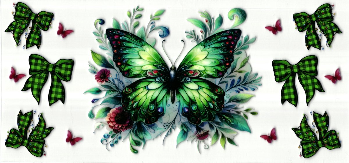 UV DTF cup wrap sticker - stickers - beker - cup - koffie - drinkbeker - sticker - vlinder - butterfly - bloemen - flower - uv sticker - hobby - stikker - zelfklevende sticker - leuk op drinkbeker - beplakken op alle objecten - leuk voor op je koffer