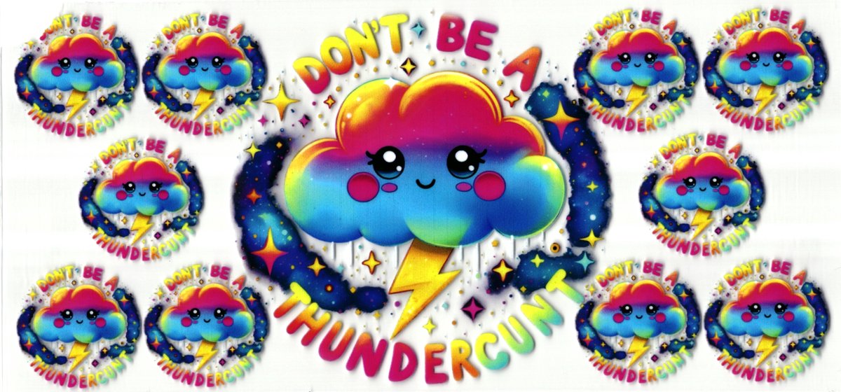 UV DTF cup wrap sticker - stickers - beker - cup - koffie - drinkbeker - sticker - wolkje - donder wolkje - wolk - uv sticker - hobby - stikker - zelfklevende sticker - leuk voor op drinkbeker - beplakken op alle objecten - leuk voor op je koffer