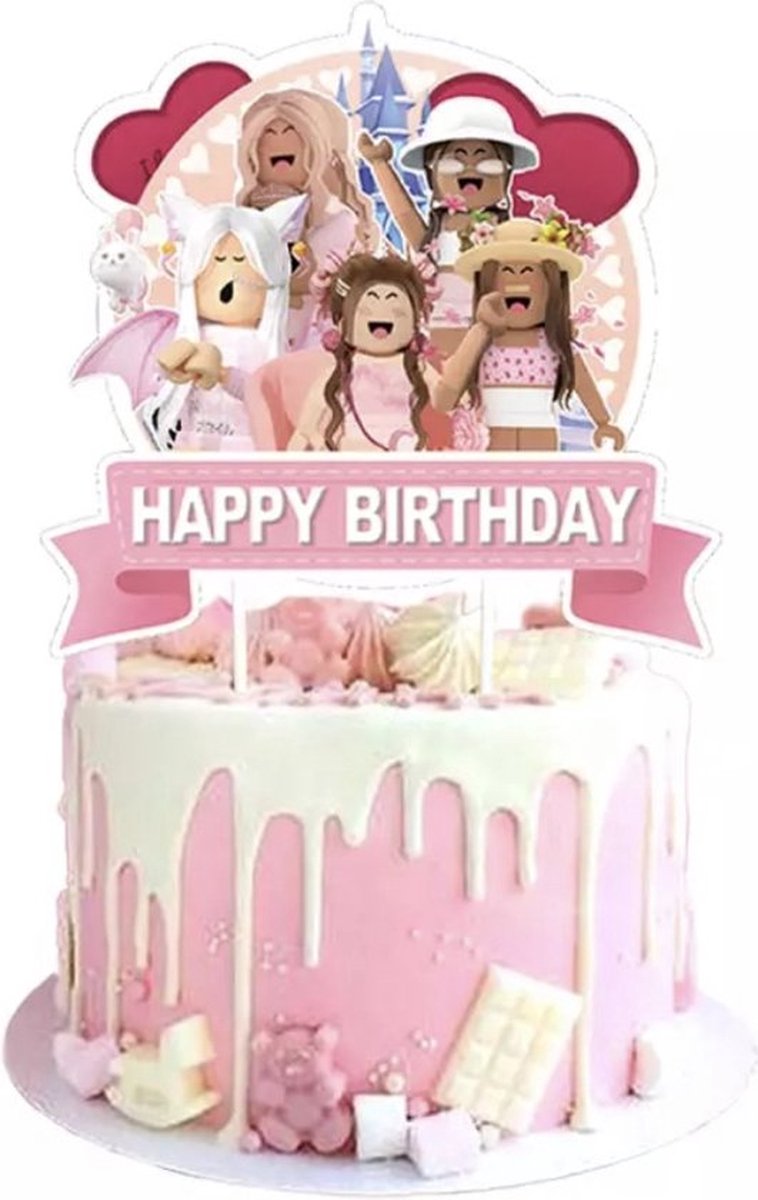 Roblox Taart topper - Roblox - Meisjes - Jongens - Taart - Versiering - Feestje - Kinderfeestje - Verjaardag - Partijtje - Happy birthday - Roblox kinderfeestje - Roblox Feestje - Adoptme - Brookhaven - Jarig - Taart versiering - Verjaardag decoratie