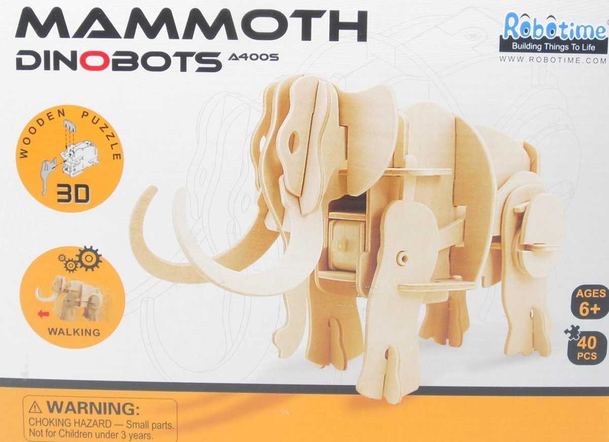 Lopende 3D Mammoet Houten Puzzel