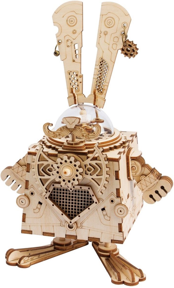 Robotime Bunny AM481 - Houten Modelbouw - Muziekdoos - Steampunk - DIY
