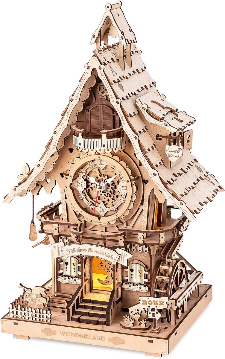 Robotime Cuckoo Clock (wood color, natural look) - LC901 - ROKR Time Art Series - Bouwpakket - Modelbouw - Knutselen - Klok - Koekoeksklok